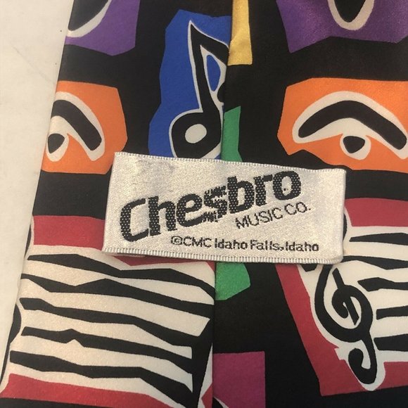Chesbro Music Co Colorful Music Notes And symbols 100% Silk Tie - Picture 5 of 12